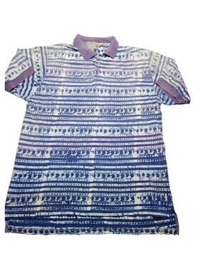 Vintage Morse Code Polo Shirt Men's Size XL Faded 90's All Over Design Colorful